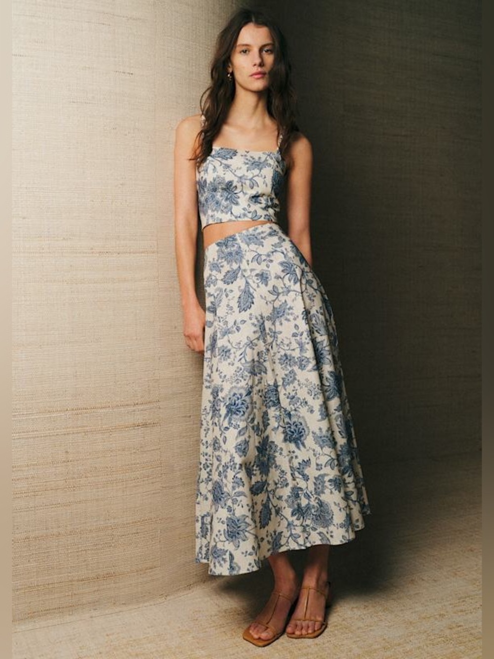 Sezane Soelle Skirt Ava Top Maddalena Print Set Linen Cotton Size 36/38 4/6